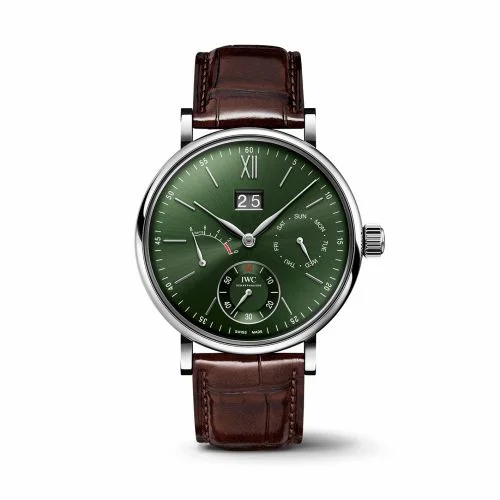 IWC Portofino Hand-Wound Day & Date Stainless Steel / Green IW5162-05 (IW516205)